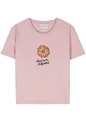 Maison Kitsuné Floating Flower-print cotton T-shirt - Pink