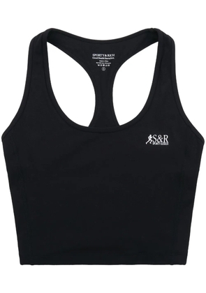 Sporty & Rich logo-print cropped tank top - Black