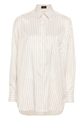 ETRO Pegaso-embroidered striped shirt - White