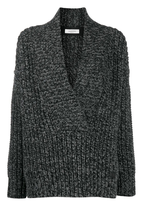 Valentino Garavani oversized mélange-knit jumper - Black