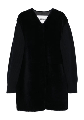Jil Sander ribbed lamb fur coat - Blue