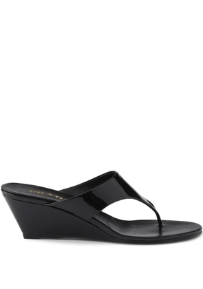 Prada patent-leather wedge sandals - Black