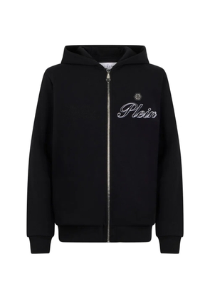 Philipp Plein logo-embroidered zip hoodie - Black