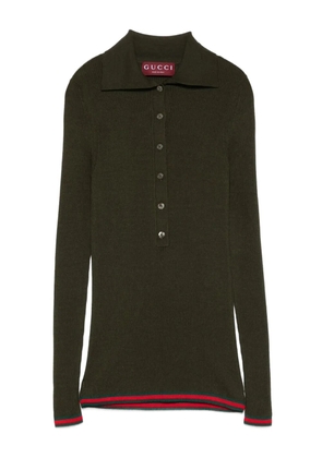 Gucci ribbed polo top - Green