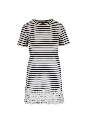 Veronica Beard Rhue striped lace-detail mini dress - Neutrals