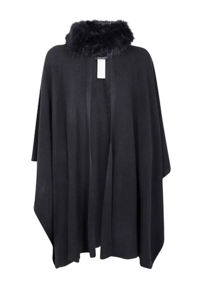 Lauren Ralph Lauren faux-fur trim cape coat - Black