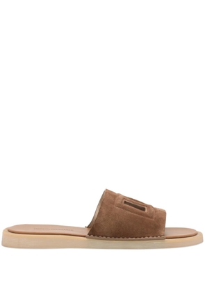Dolce & Gabbana DG cut-out suede slides - Brown