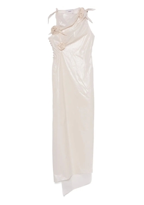 Coperni floral-appliqué asymmetric gown - Neutrals