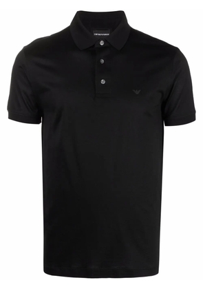 Emporio Armani logo-embroidered polo shirt - Black