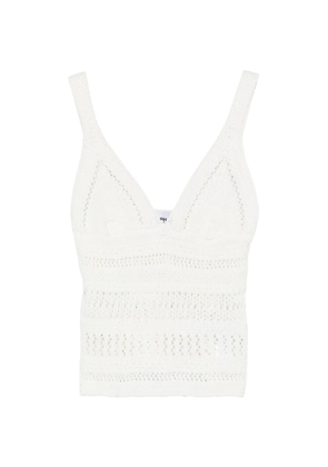 ALPHA STUDIO crochet V-neck top - White