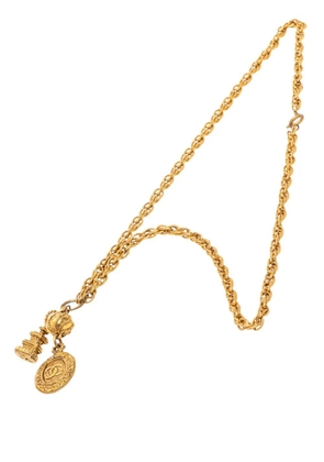 CHANEL Pre-Owned 1970-1980 CC Gold Plated Medallion and Pagoda Pendant Necklace costume necklace