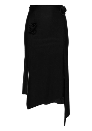 Coperni floral-appliqué asymmetric midi skirt - Black