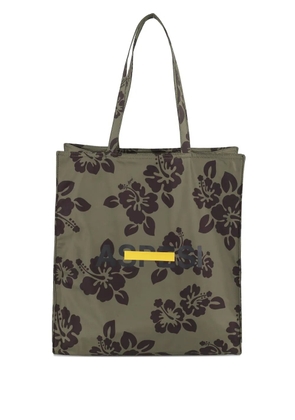 ASPESI hibiscus-print tote bag - Green