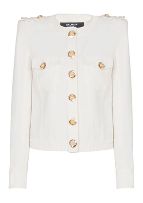 Balmain canvas cropped jacket - White