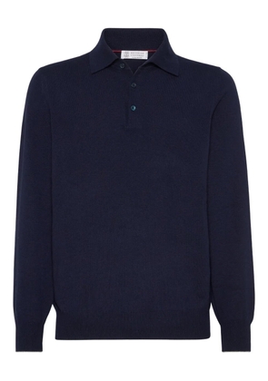 Brunello Cucinelli long-sleeved cashmere polo shirt - Blue