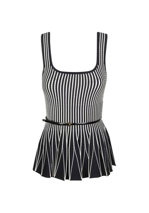Elisabetta Franchi striped belted top - Black
