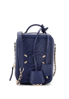 CHANEL Pre-Owned Filigree Vertical Vanity Case Quilted Caviar crossbody bag - Blue