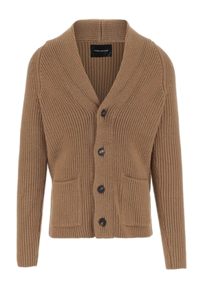 Tagliatore long-sleeves ribbed-knit cardigan - Brown