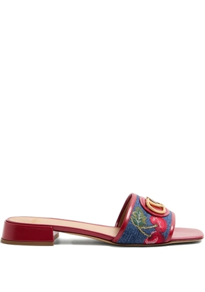 Valentino Garavani Cherryfic-embroidery VLogo-detailed sandals - Blue