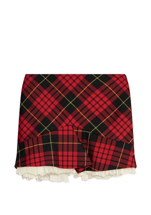 Alexander McQueen tartan ruffled mini skirt - Red