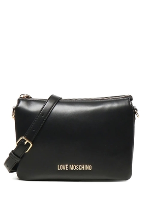 Love Moschino logo-plaque zip-fastening shoulder bag - Black