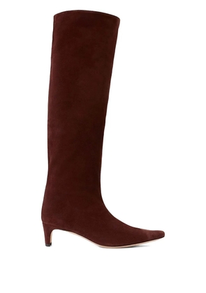 STAUD 55mm pointed-toe suede boots - Red