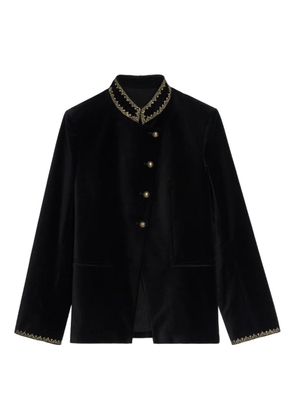 Zadig&Voltaire velvet-effect embellished-collar jacket - Black