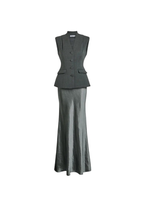 Self-Portrait buttoned maxi dress - Grey