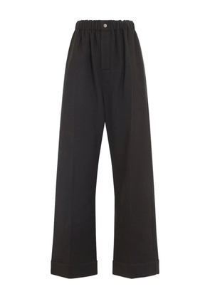 Carven elasticated-waist cuffed straight trousers - Black