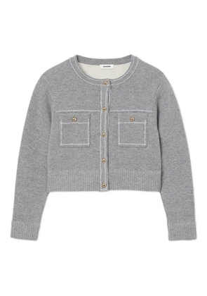 SANDRO contrast-stitching cardigan - Grey