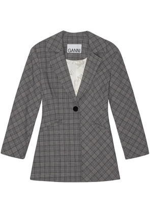 GANNI Check Mix single-breasted blazer - Grey