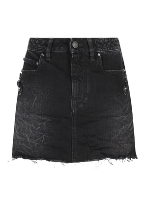 Balenciaga frayed denim skirt - Black
