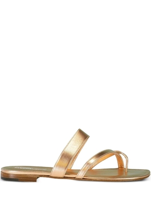 Manolo Blahnik leather triple-strap sandals - Pink