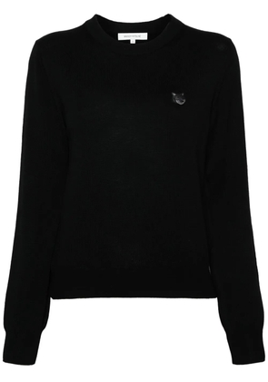 Maison Kitsuné Fox-appliqué wool jumper - Black