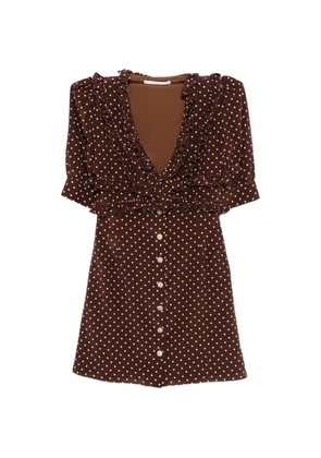 Alessandra Rich ruffled polka-dot mini dress - Brown