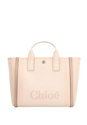 Chloé small Carry logo-detail canvas tote bag - Pink