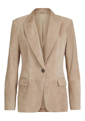 Brunello Cucinelli Monili-detail suede blazer - Neutrals