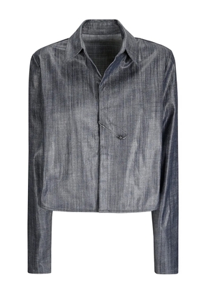 Maria Calderara cropped denim jacket - Blue