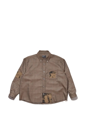 Enfants Riches Déprimés patch-detail flannel shirt - Brown