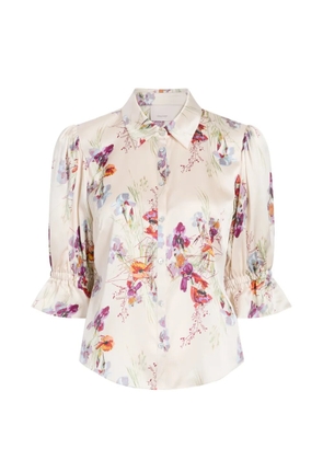 Cinq A Sept Iris Bouquet Fiona ruffled floral shirt - Neutrals