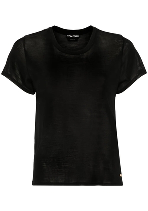 TOM FORD logo-plaque silk T-shirt - Black