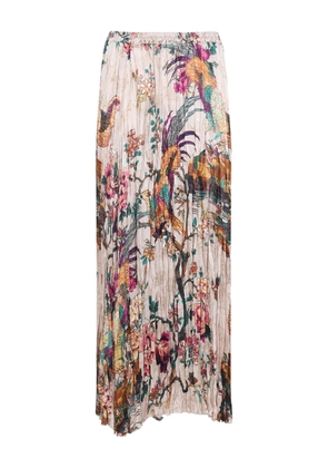 Roberto Cavalli pleated floral-print maxi skirt - Neutrals