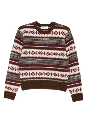DUNST fairisle-pattern crew-neck sweater - Brown