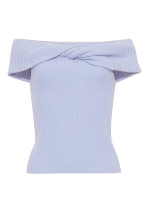 Cara Cara Petunia off-shoulder twist-front top - Blue