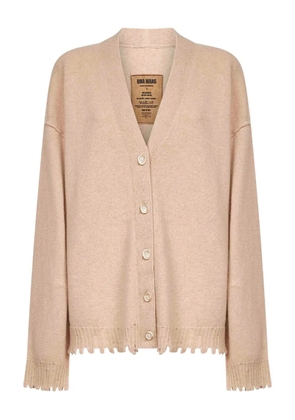 Uma Wang frayed-edge ribbed cardigan - Neutrals