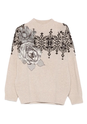Blugirl rose-print sweater - Neutrals