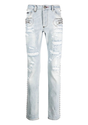 Philipp Plein stud-embellished distressed jeans - Blue