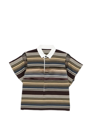 sacai striped polo top - Brown
