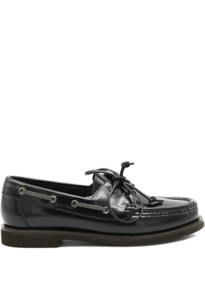 Brunello Cucinelli lace-up leather boat shoes - Black
