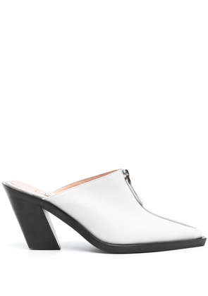 Elleme 85mm Eclair-zip leather mules - White